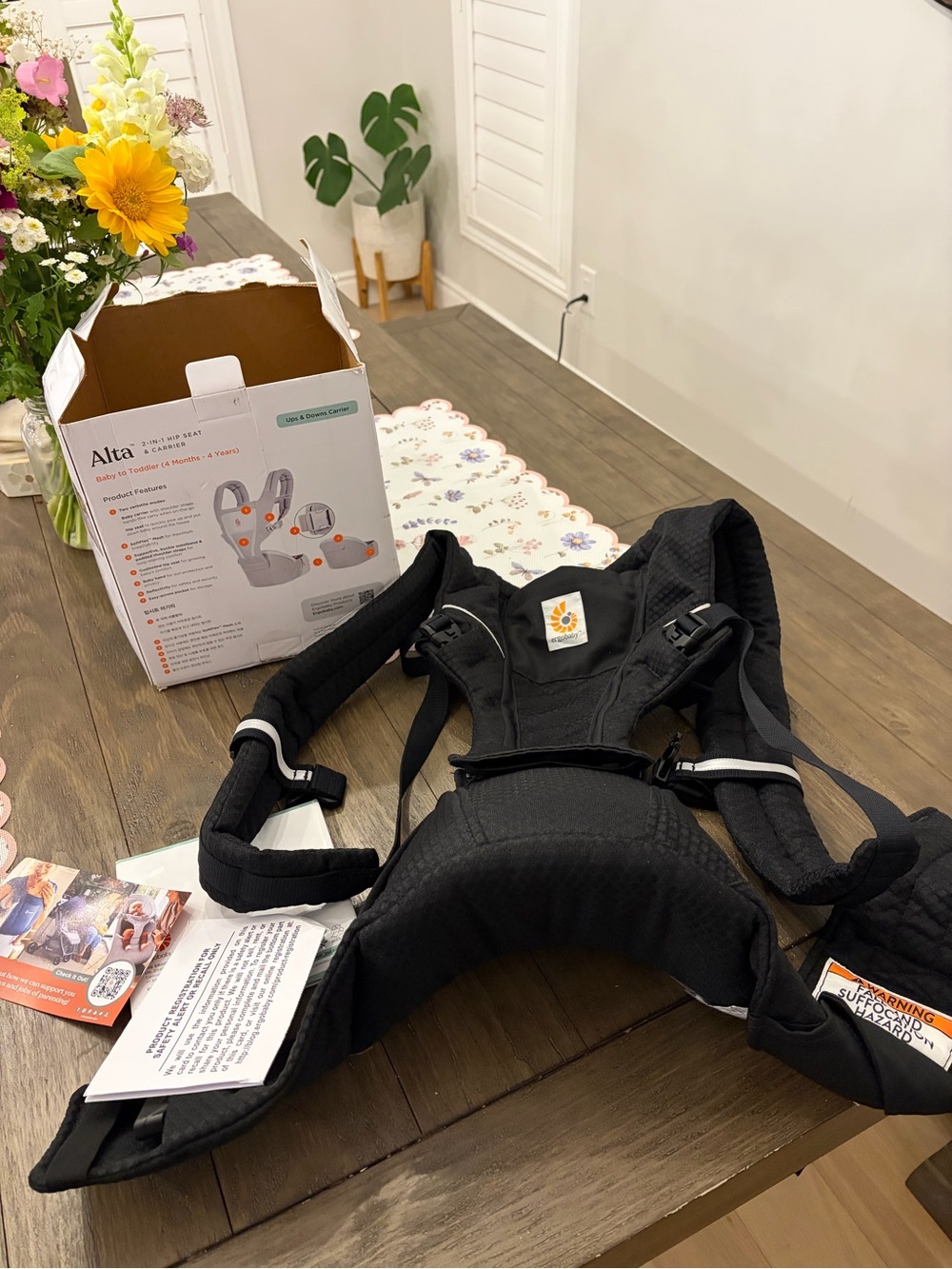 Black Carrier with Supportive Waist and Padded Straps